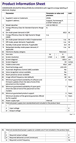 DYON Movie Smart 43 VX TV, 43 inches (108 cm), Full HD Smart TV, HD Triple Tuner (DVB-C/-S2/-T2), App Store, Prime Video, Netflix, YouTube, DAZN, Disney+ (Model 2023)
