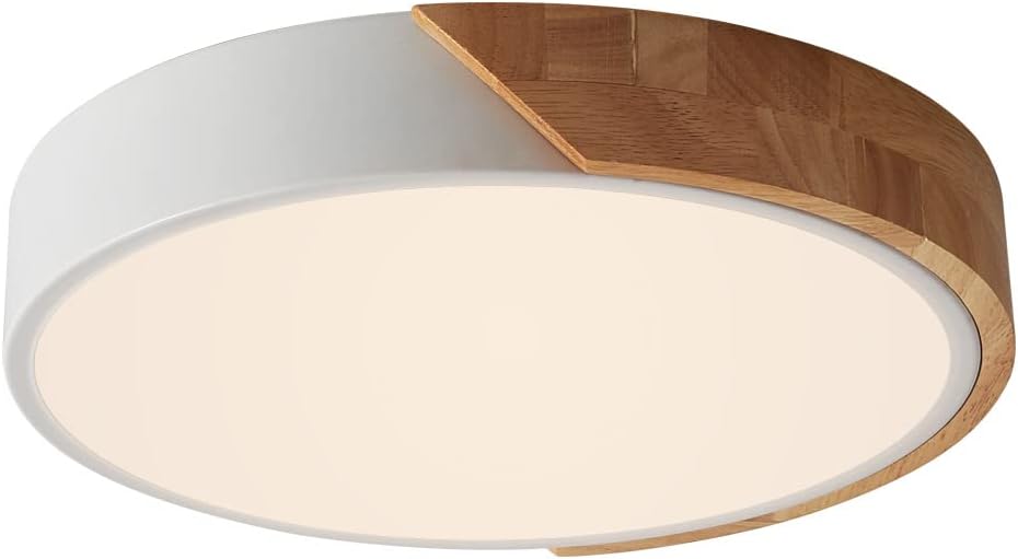 LED Wooden Ceiling Lights, Thin Flat Modern Flush-Mounted Light, Ceiling Lighting Lamps for Dining Room, Hallway, Living Room, Kitchen, Bedroom, 30 cm x 30 cm, 24 W, Warm White, 3000 K
