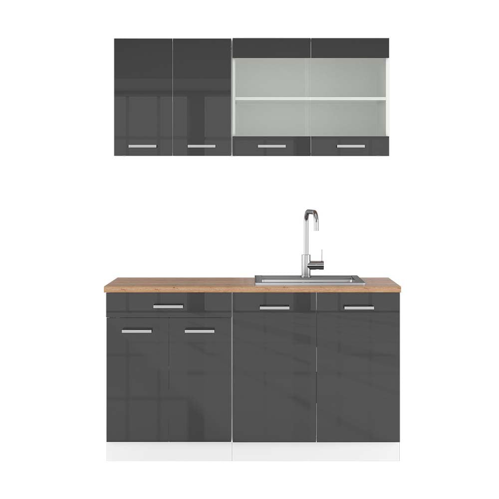 Vicco Single Kitchen R-Line, Blue/Grey/White, 140 cm, AP Anthracite