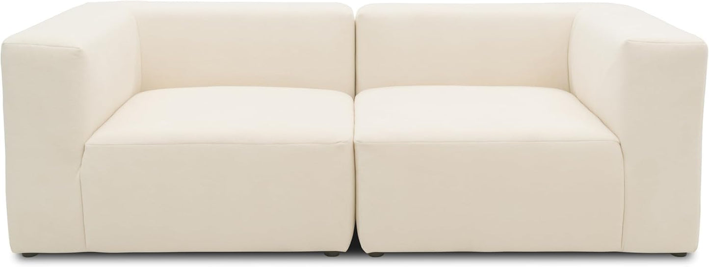 DOMO. collection Adrian Modular Sofa, 3-Seater Made of 2 x Corner Chairs and 1 x Chair, Big Sofa, Module Couch, 3 Upholstery Elements, 3-Seater Couch, 301 x 108 x 69 cm (W x D x H), Cream