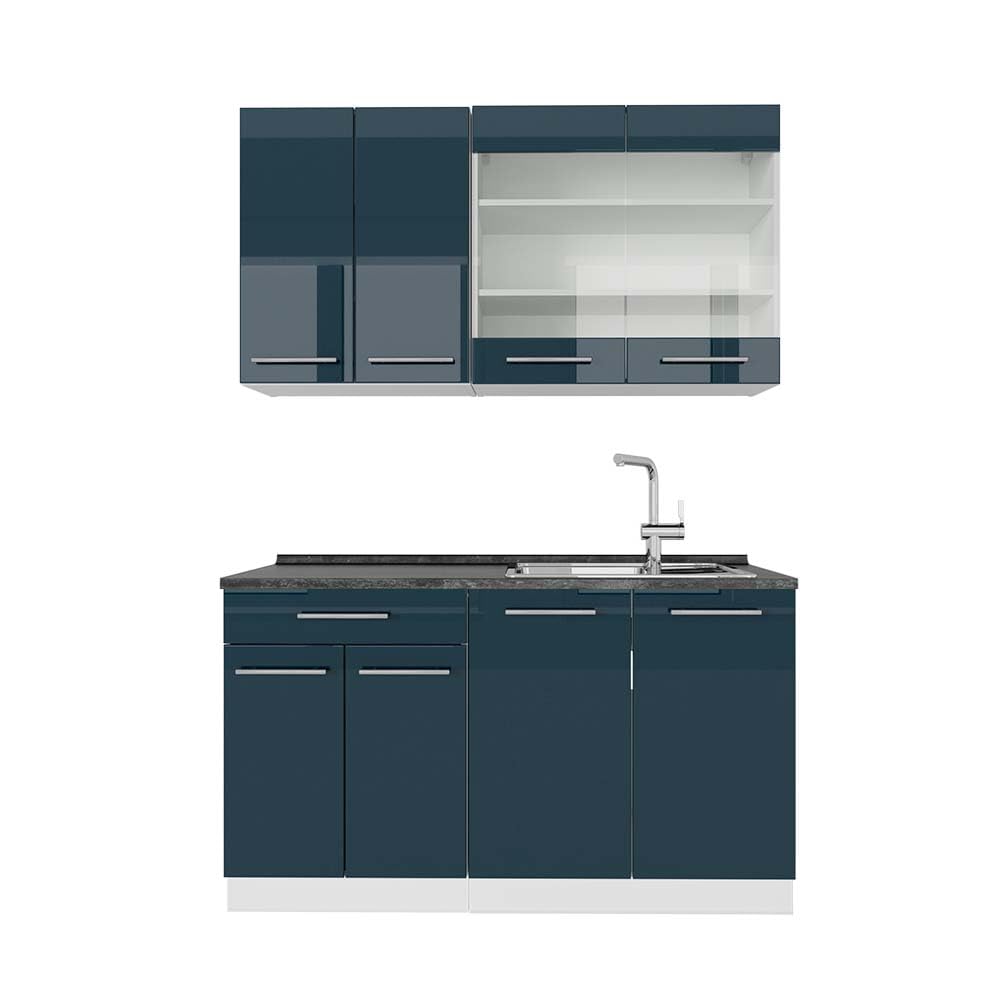 Vicco Fame-Line Single Built-In Kitchen Unit, 140 cm, High-Gloss Fame-Line (Anthracite, High Gloss)