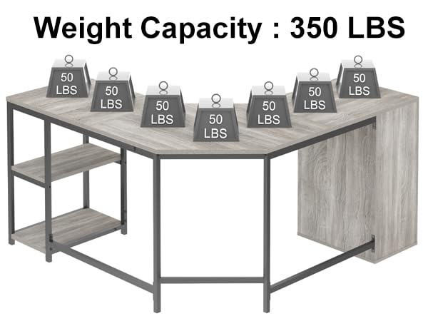 LVB White L Shaped Corner Desk with Drawers, Reversible Modern L Shaped Computer Desk with Storage Cabinets, Large L Shaped Wooden L Shaped Desk Metal L Shape