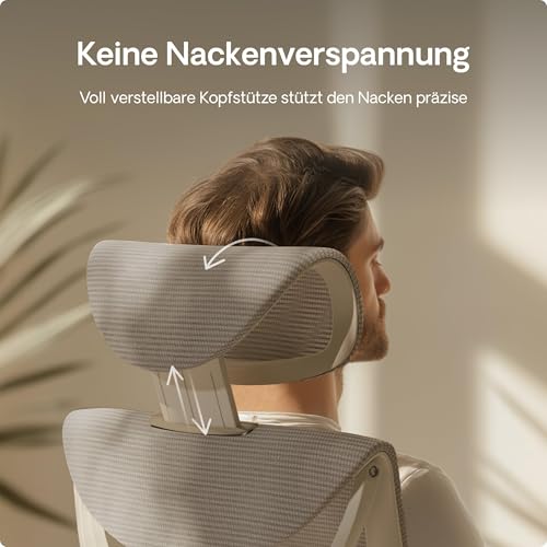 Desktronic SitPro Adjustable Ergonomic Office Chair, Desk Chair with Lumbar Support, Back-Friendly, Computer Chair, Height Adjustable & Back-Friendly, Wide Padding (Grey)