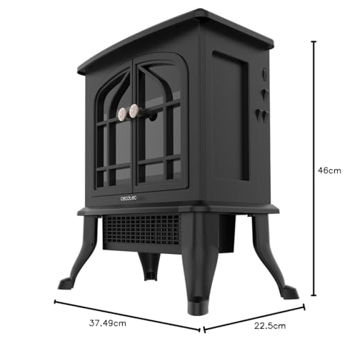 Cecotec Elektro-Standkamin ReadyWarm 2000 Flames. 2000 W, 2 Leistungsstufen, Einstellbarer Thermostat und Unabhängige Flammensteuerung, Abdeckungsbereich 25 m2