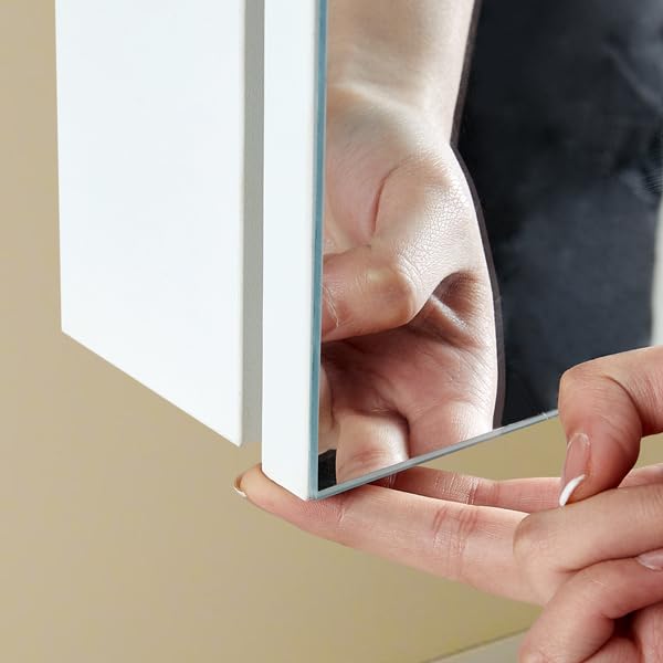 TUKAILAI Mirror Cabinet Bathroom Cabinet with 2 Toy Doors and Additional Shelf Storage Cabinet with Adjustable Shelves Wall Cabinet Medicine Cabinet Wall Cabinet for Bathroom White