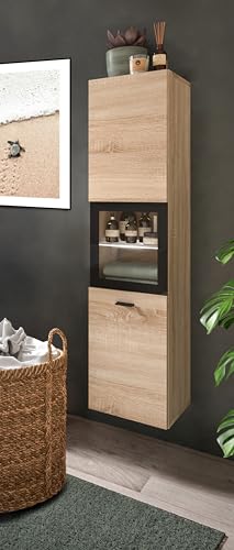 Boston Bathroom Cabinet, Standing Wall Cabinet, Hanging Cabinet, Wall Cabinet, Sonoma Oak Wood, Approx. 30 x 80 x 29 cm, Floor Standing/Hanging Mountable