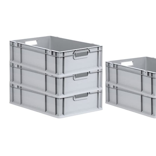 PROREGAL SuperSparSet 5 x Eurobox NextGen Economy | Closed Handles | H x W x D 17 x 30 x 40 cm | 16 Litres | Euro Container, Transport Box, Transport Container, Stacking Container