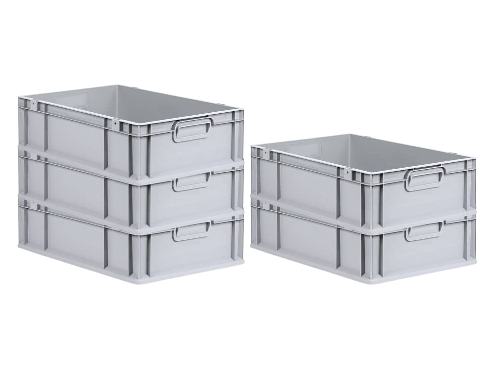 PROREGAL SuperSparSet 5 x Eurobox NextGen Economy | Closed Handles | H x W x D 17 x 30 x 40 cm | 16 Litres | Euro Container, Transport Box, Transport Container, Stacking Container