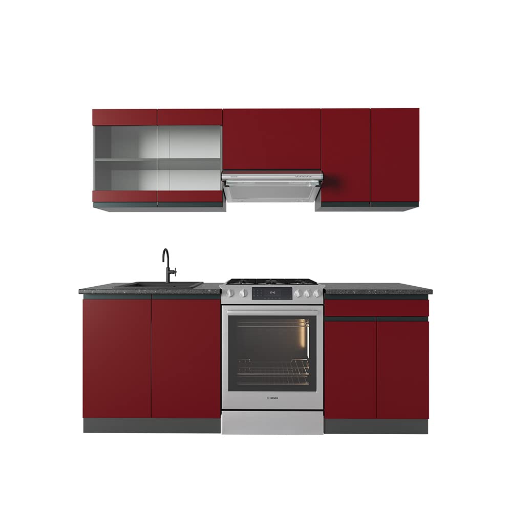 Vicco R-Line Kitchen Unit, White High-Gloss / Anthracite, 200 cm without Worktop