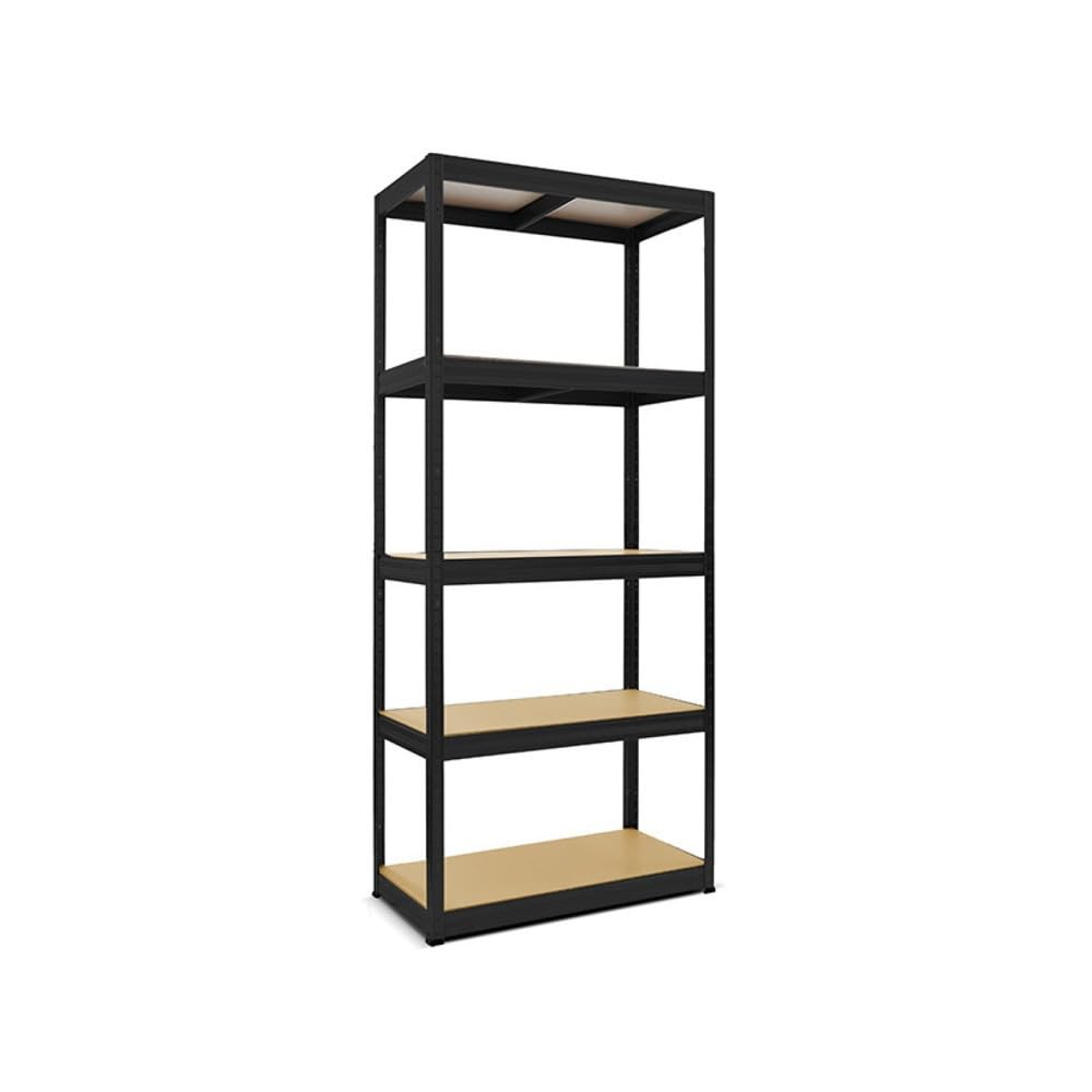 Heavy Duty Shelving Type S+ Black - 750 kg Load Capacity - H x W x D 180 x 90 x 60 cm - Boltless Shelving Unit with 5 Shelves - 150 kg Shelf Load - Made in EU - Sturdy Metal Shelf - Storage