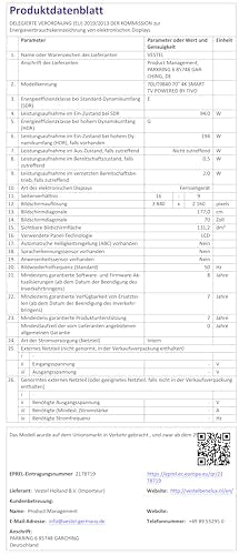 Vestel Fernseher 50 Zoll Smart TV Powered by TiVo, 4K UHD Fernseher mit Dolby Vision HDR, Dolby Atmos und integriertem Triple-Tuner, LED TV 50UT9740 schwarz
