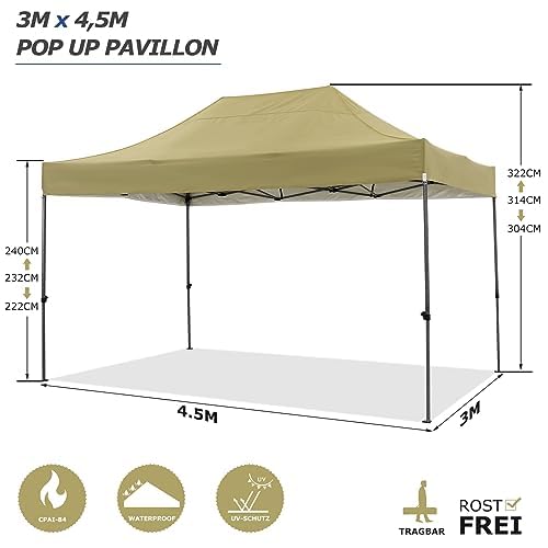 COBIZI Pavillon Faltpavillon 3x3 wasserdicht stabil Winterfest,Outdoor faltbar partyzelt，gartenpavillon mit 4 Seitenteilen und 4 Sandsack und Laufradtasche, Schwarz