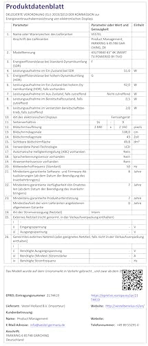 Vestel Fernseher 50 Zoll Smart TV Powered by TiVo, 4K UHD Fernseher mit Dolby Vision HDR, Dolby Atmos und integriertem Triple-Tuner, LED TV 50UT9740 schwarz