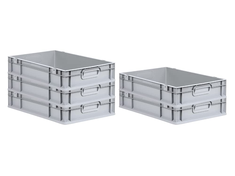 PROREGAL SuperSparSet 5 x Eurobox NextGen Economy | Closed Handles | H x W x D 17 x 30 x 40 cm | 16 Litres | Euro Container, Transport Box, Transport Container, Stacking Container