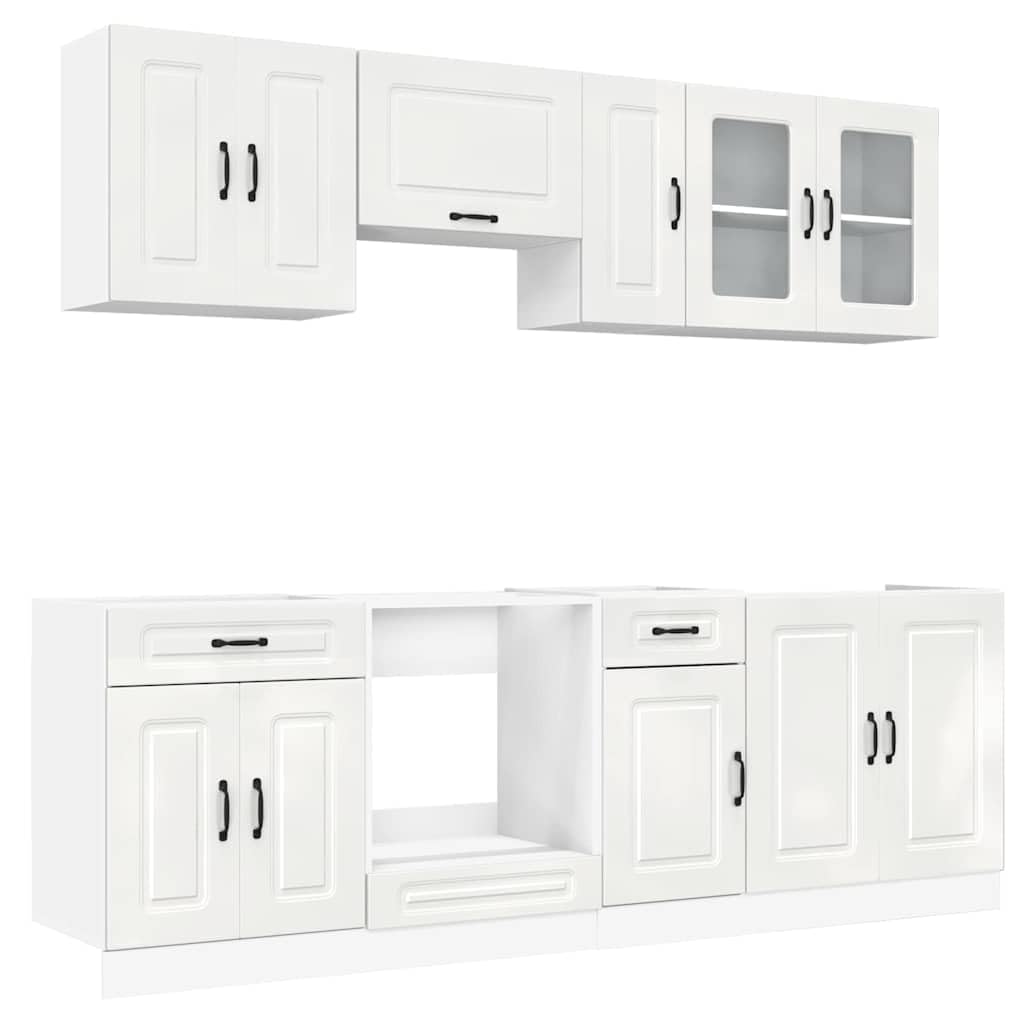 8-Piece Kitchen Cabinet Set, Wood Material, Kitchen Unit, Fitted Kitchen, Cabinet Set, Base Cabinet, Kitchen Cabinet, Wall Cabinet, Black