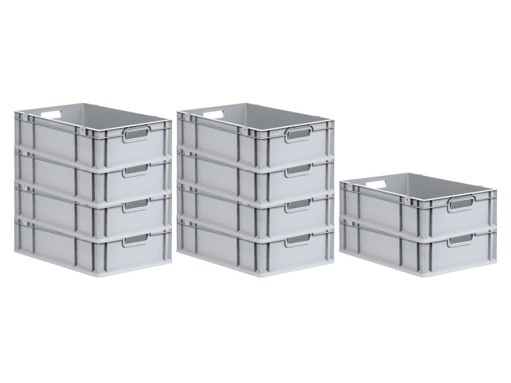 PROREGAL SuperSparSet 5 x Eurobox NextGen Economy | Closed Handles | H x W x D 17 x 30 x 40 cm | 16 Litres | Euro Container, Transport Box, Transport Container, Stacking Container