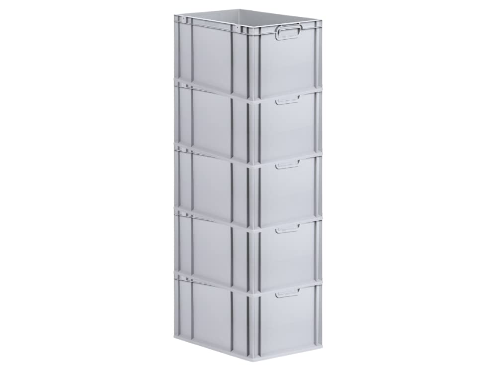 PROREGAL SuperSparSet 5 x Eurobox NextGen Economy | Closed Handles | H x W x D 17 x 30 x 40 cm | 16 Litres | Euro Container, Transport Box, Transport Container, Stacking Container