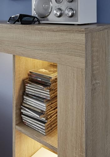 trendteam smart living - Logo - Wall Unit - Brown - Wall Unit with 1 Door, 1 Flap and 6 Open Compartments - (W x H x D) 240 x 185 x 41 cm - Silver Matte Handles