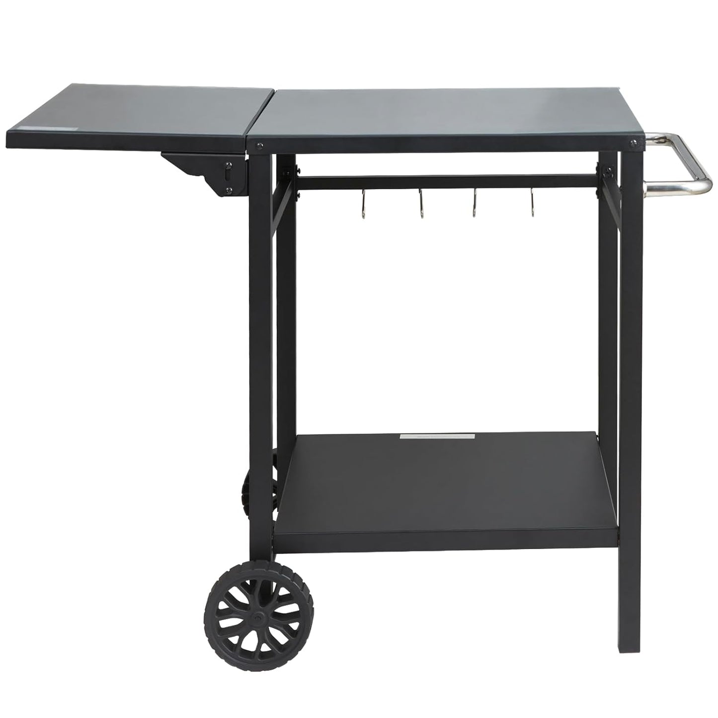 VEVOR Barbecue Trolley, Kitchen Trolley, 97.2 x 64 x 75.5 cm, Outdoor Serving Trolley with Double Shelf, Movable Grill Table for Preparing Food, Multifunctional Iron Table Top, Black