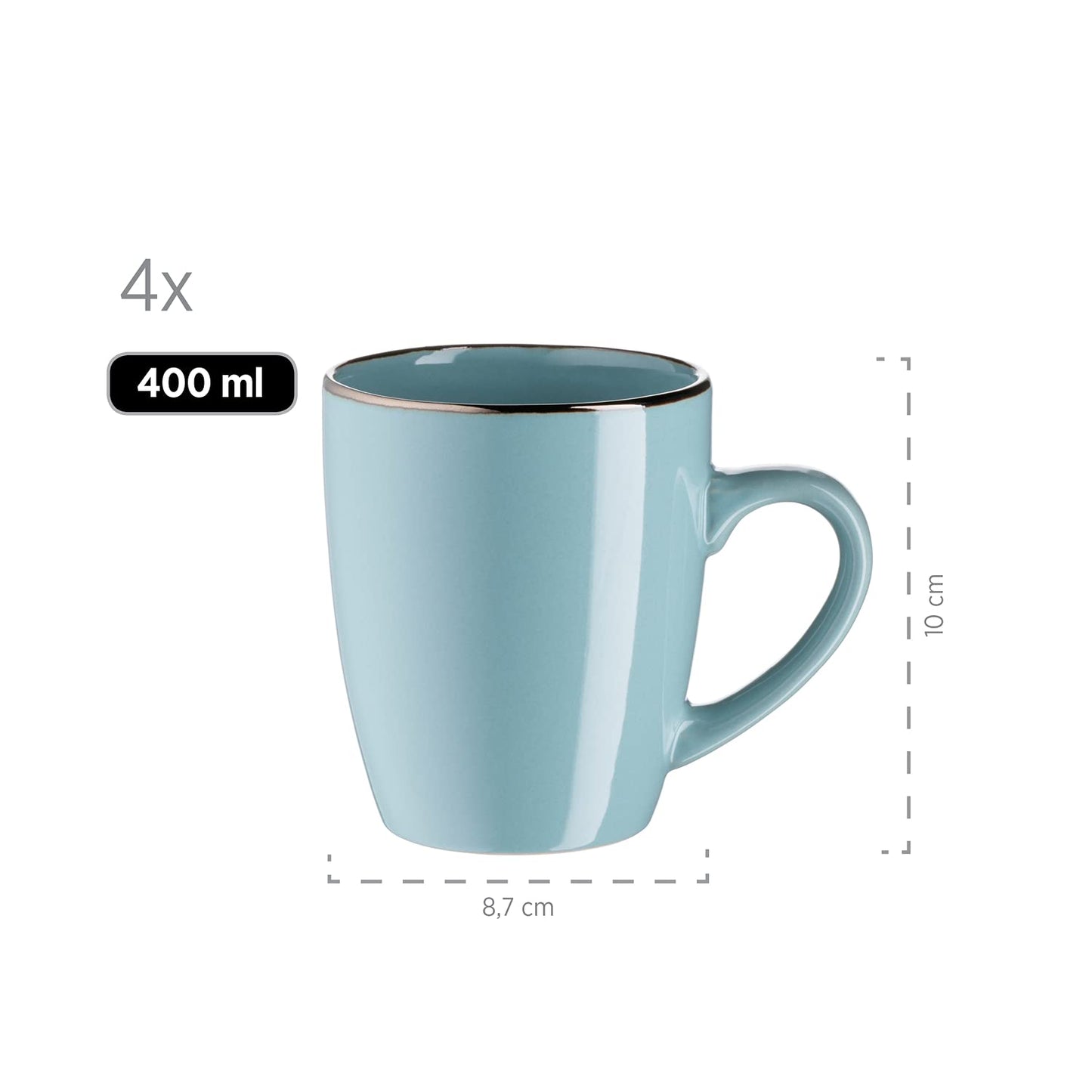 MÄSER 931626 Metallic Rim, Modern Crockery Set