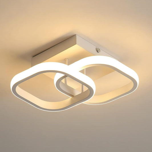 SENQIU 2 Stücke LED Deckenleuchte, 22W Modern Quadratisch LED Deckenlampe, Deckenleuchten Weiße aus Aluminium für Wohnzimmer Schlafzimmer Küche, Warmweiß 3000K
