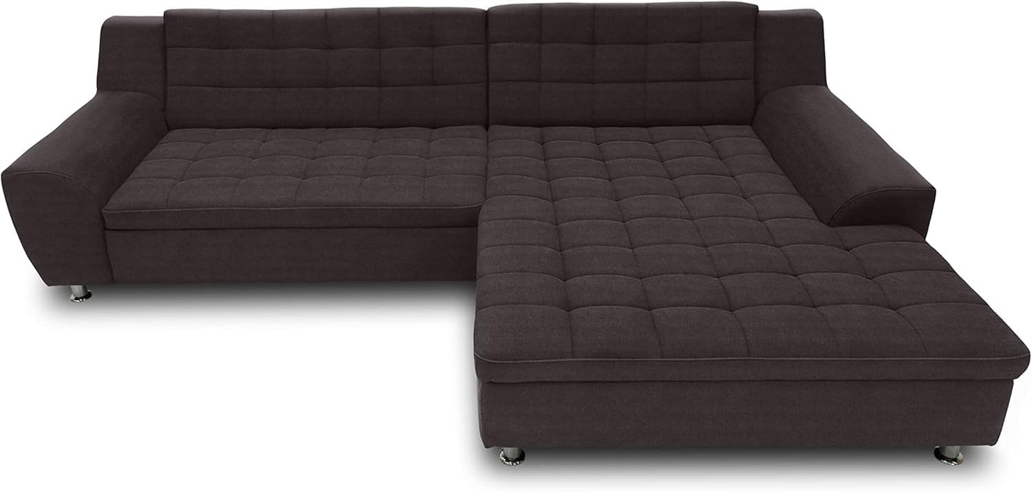 DOMO. collection Merida Corner Sofa, Sofa with Sleep Function in L-Shape, Corner Couch with Bed Box, Sofa Bed 304 x 200 x 84 cm (W x D x H), Beige