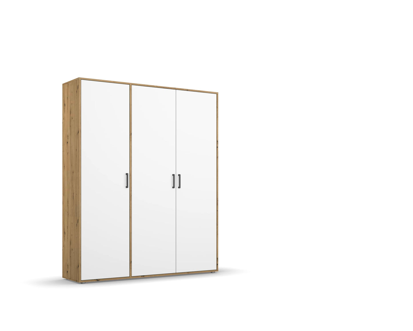 Rauch Möbel Voyager Hinged Door Cupboard, Alpine White/Artisan Oak, Wood, 3 Doors with 2 Drawers, Includes 1 Clothes Rail, 3 Shelves, 140 x 194 x 53 cm (W x H x D)
