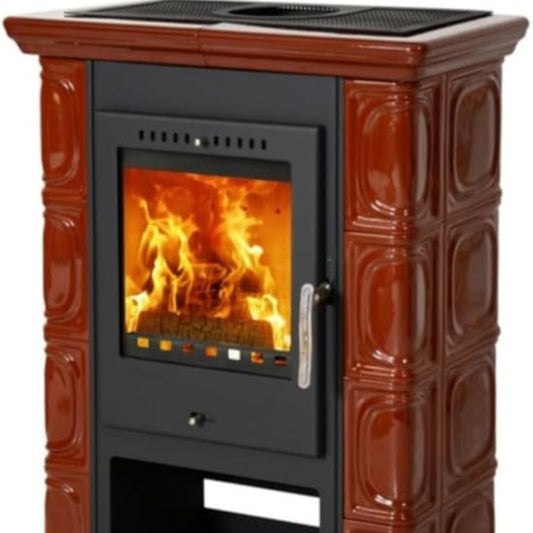 Borgholm ceramic tiled stove, chestnut brown, 7 kW