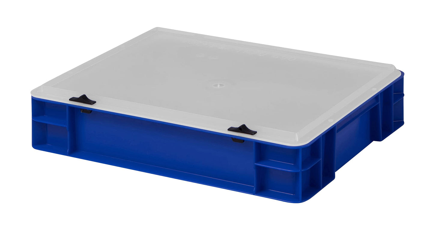 Design Eurobox Stacking Box Storage Container Plastic Box in 5 Colours and 16 Sizes with Transparent Lid (Matte) (Grey, 60 x 40 x 33 cm)