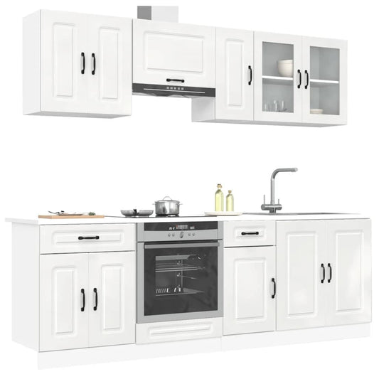 8-Piece Kitchen Cabinet Set, Wood Material, Kitchen Unit, Fitted Kitchen, Cabinet Set, Base Cabinet, Kitchen Cabinet, Wall Cabinet, Black