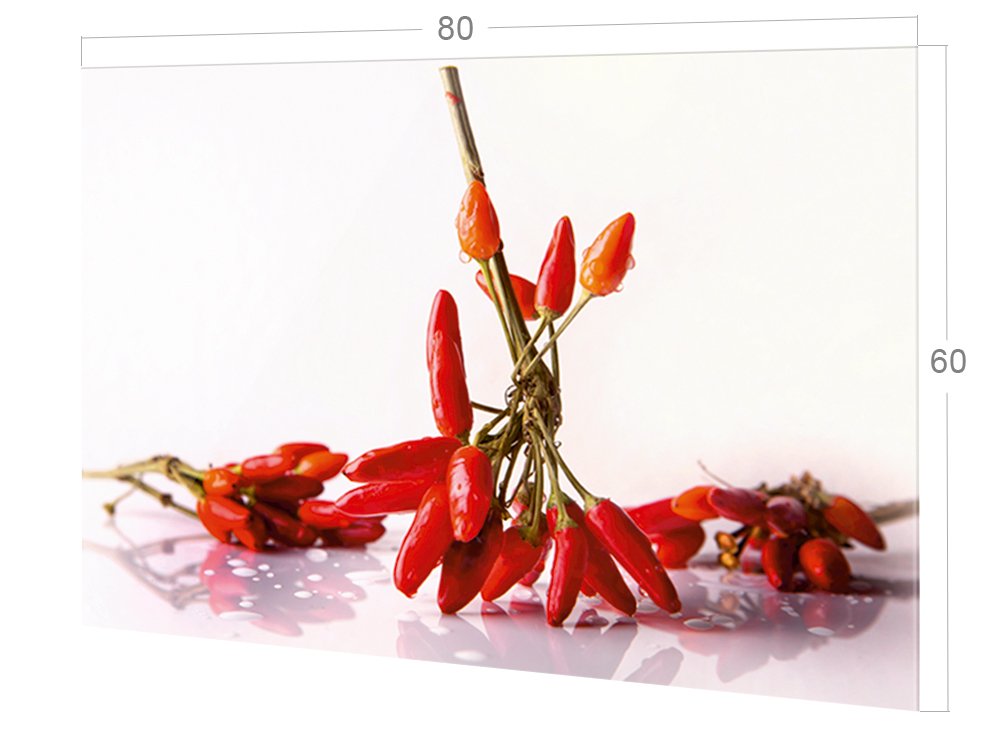 GRAZDesign Kitchen Back Wall Glass Chili Splash Guard Stove Print Behind Glass Picture Motif Spices Back Wall Kitchen Glass Plate with Kitchen Motif 60 x 60 cm