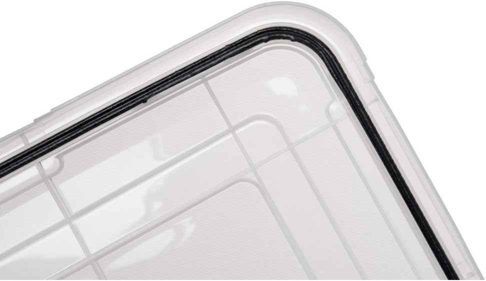 Kreher Pack of 4 XL Storage Boxes Made of Transparent Plastic with Sealing Ring in Lid for Moisture, Dust and Dirt Dimensions Approx. 39 x 59 x 38 cm 70 Litre Volume Top Quality