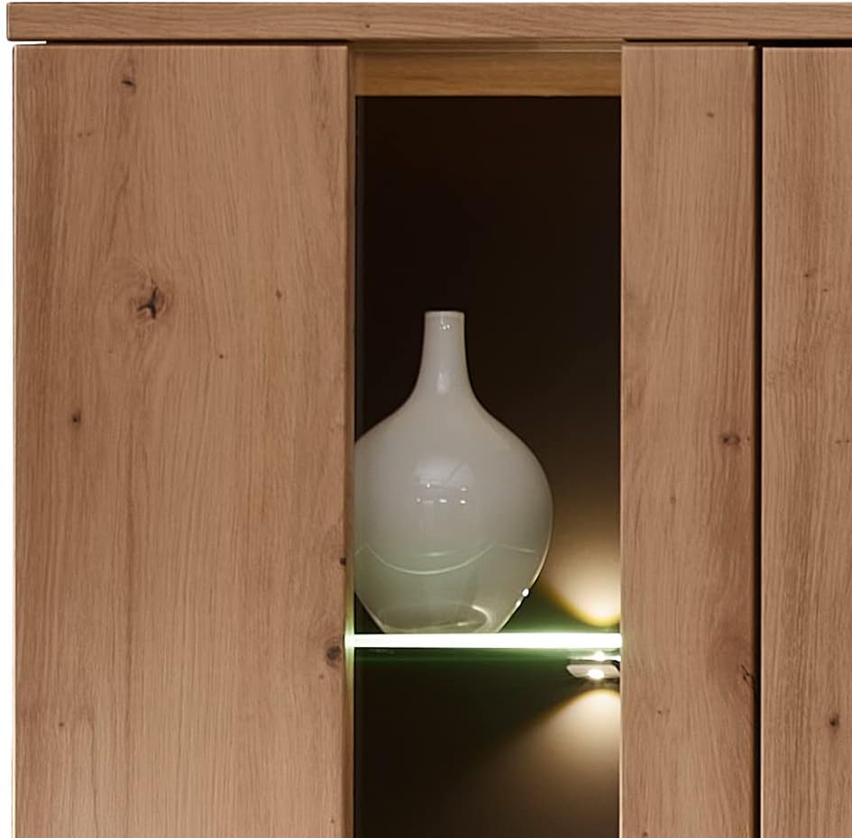 Lomadox Moderne TV Wohnwand inkl. LED-Beleuchtung in Artisan Eiche Nb. mit Graphit, B/H/T: ca. 287/197/47 cm