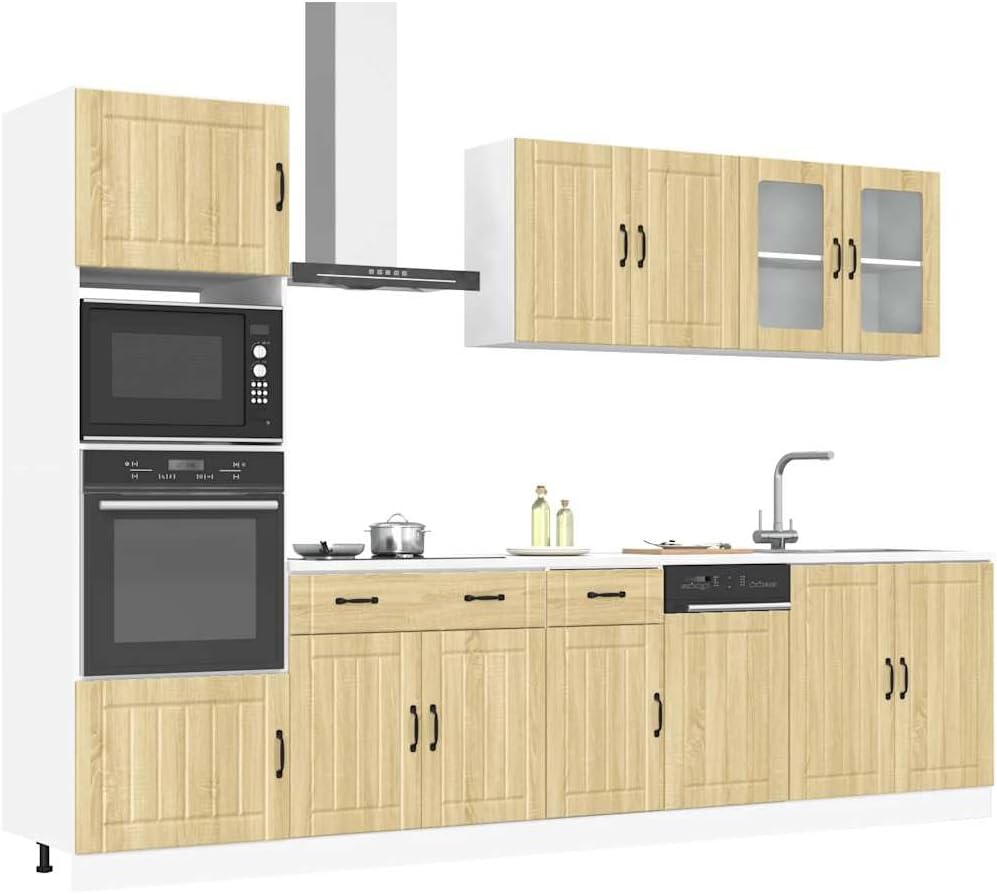 Lucca 7-Piece Kitchen Cabinet Set without Electrical Appliances High Gloss White Wood Material