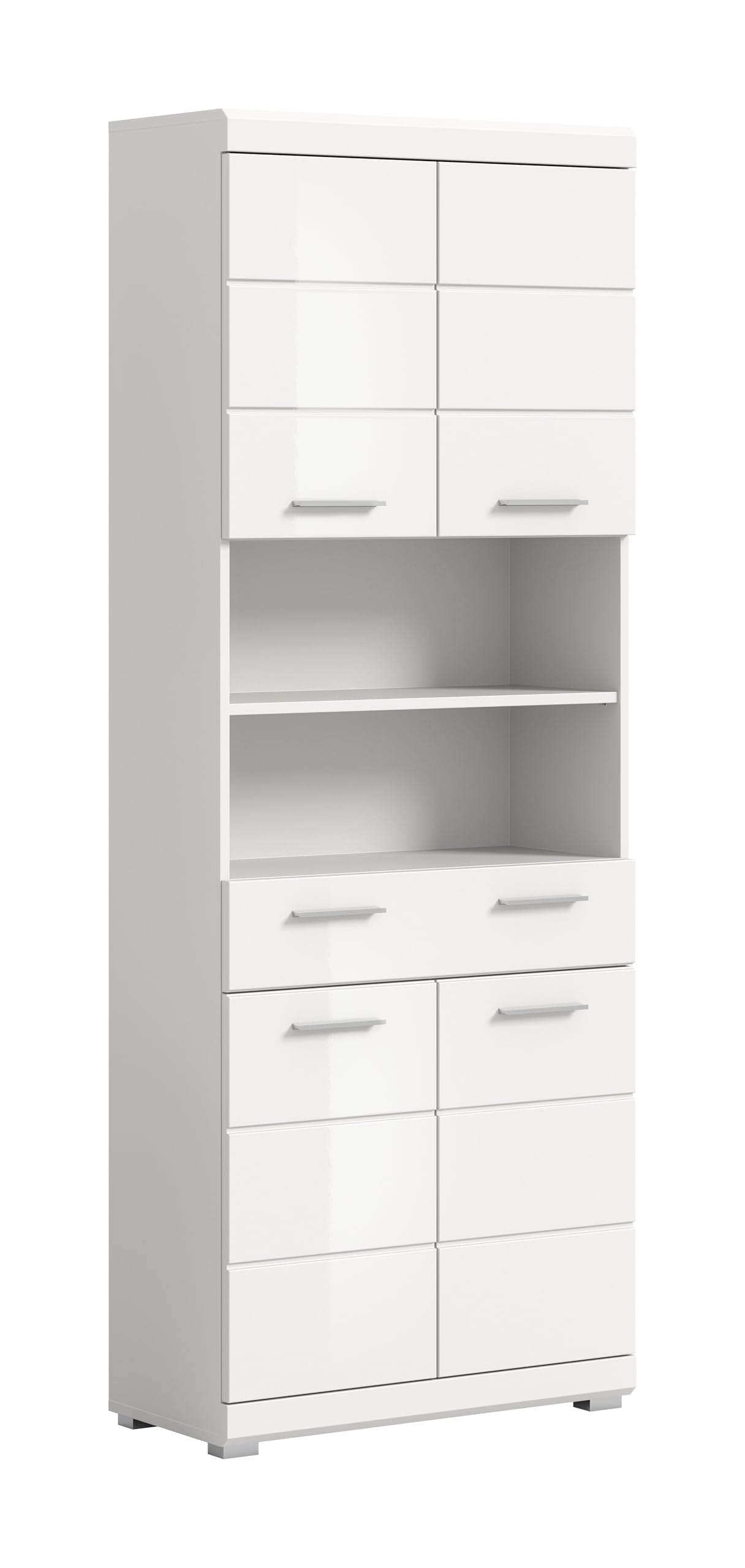 Badezimmer Scout X06B2723 Wall-Mounted Cupboard Wide Cabinet in Front White High Gloss Body Smoke Silver Nb. Approx. 74 x 79 x 24 cm