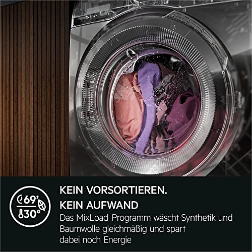 AEG L6AMZ49FL Washing Machine, Series 6000 with ProSense®, 9.0 kg, Quiet, Automatic Volume, Refill Function, Child Lock, Gentle Drum, Water Stop, 1400 rpm