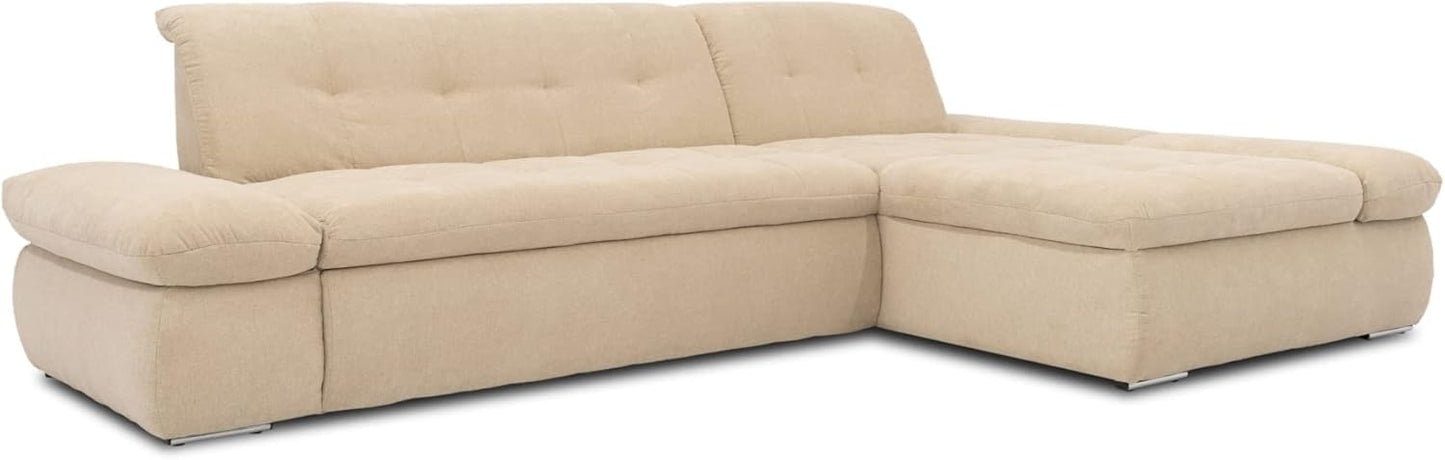 DOMO. collection Moric Corner Sofa, L-Shaped, Corner Sofa, L-shaped, 300 x 172 x 80 cm (W x D x H), Beige