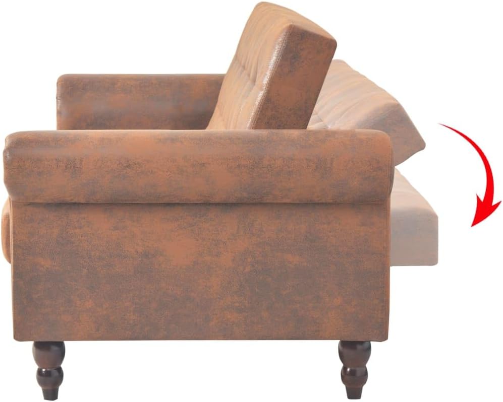 VidaXL Canapé-lit convertible avec accoudoir Daim synthétique Marron