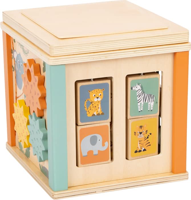 Small Foot Wooden Motor Skills Cube "Safari" Motor Skills Toy with 7 Sides Educational Toy for Children from 1 Year 12641