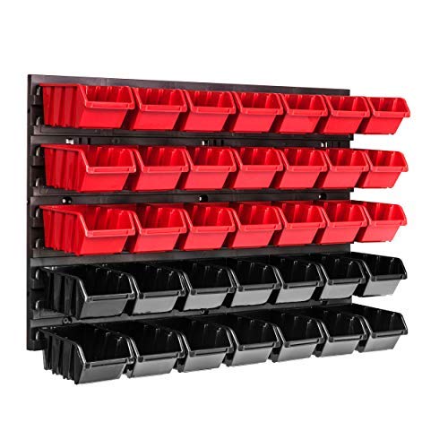 botle Storage System Wall Shelf 576 x 390 mm, Pack of 35 Boxes, Stacking Boxes, Storage Boxes, Extra Strong Wall Plates, Expandable Shelf, Workshop Shelf, Storage Shelf, Workshop Wall Shelf, Boltless