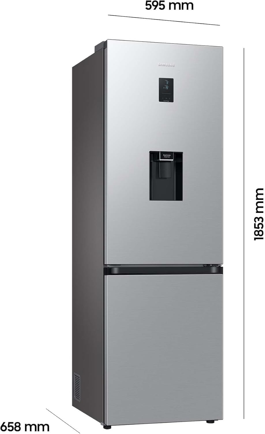 Samsung Fridge-Freezer, Fridge Freezer, 185 cm, 341 L Total Volume, 114 L Freezer, AI Energy Mode, Water Dispenser, Stainless Steel Look, RL34C652CSA/EG
