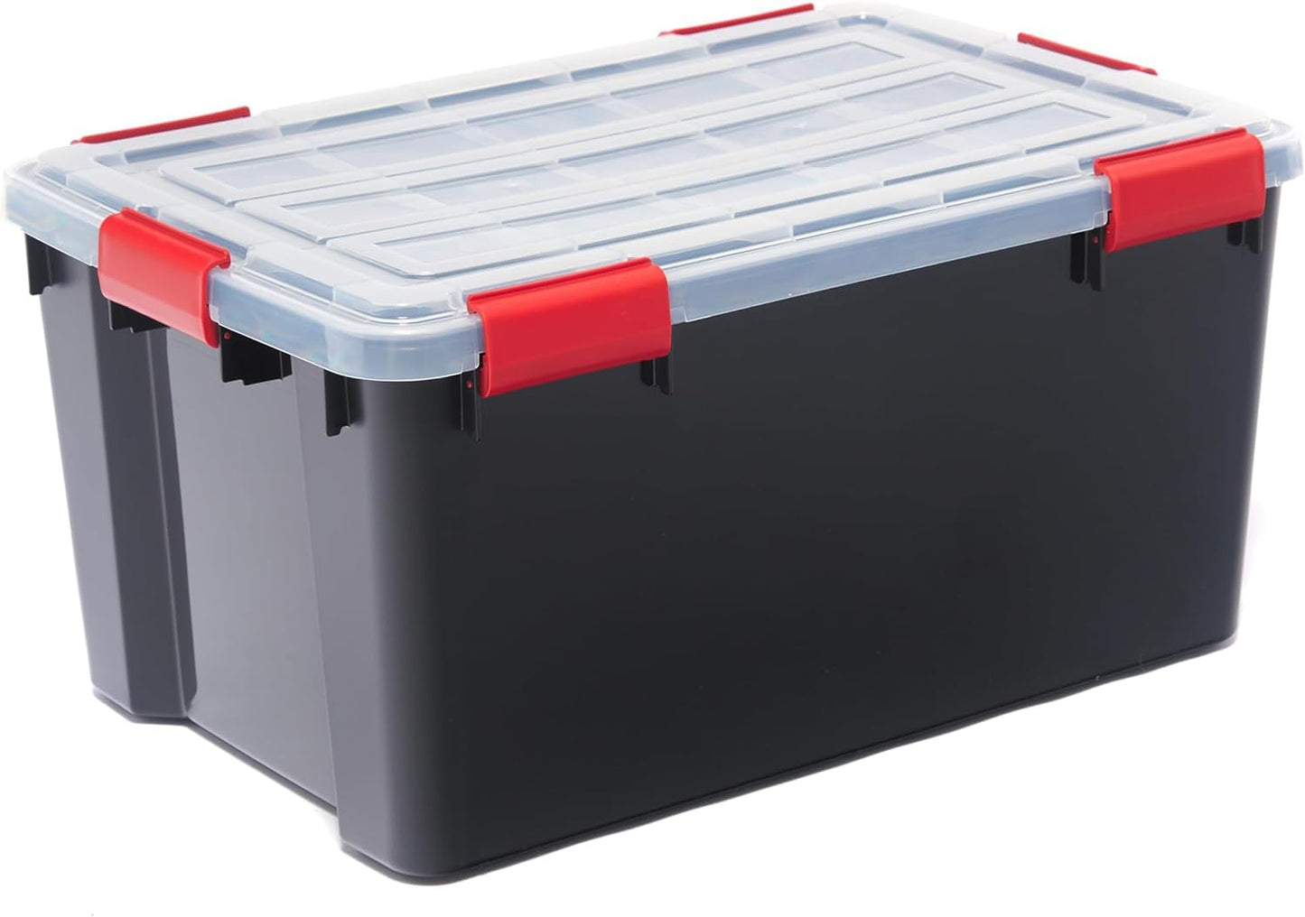 Iris Ohyama Airtight Plastic Storage Boxes with Lids, 20L, Set of 3, Black, Hermetic Waterproof Closure, Heavy Duty Snap Latches, Stackable, Dustproof, BPA-Free, DDAT-SD