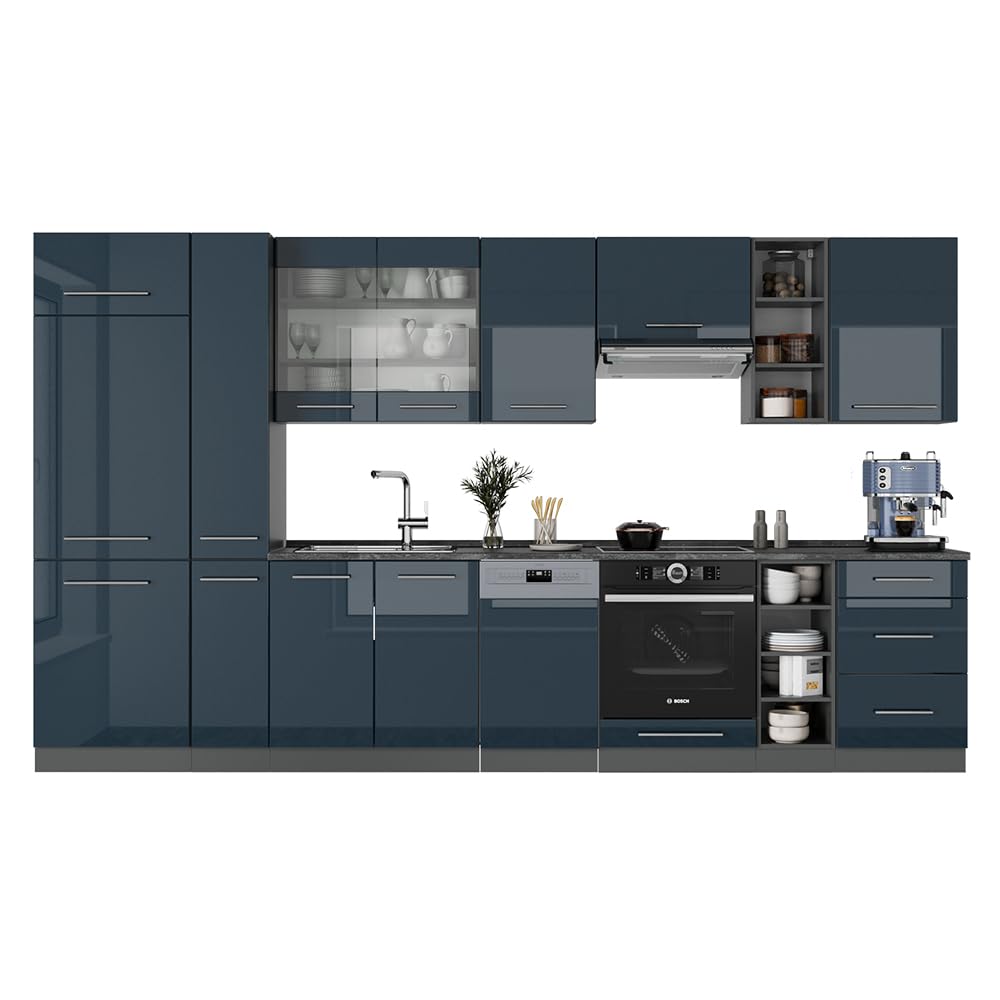 Vicco Kitchen Unit Fame-Line Goldkraft Oak / Anthracite 355 cm without Worktop
