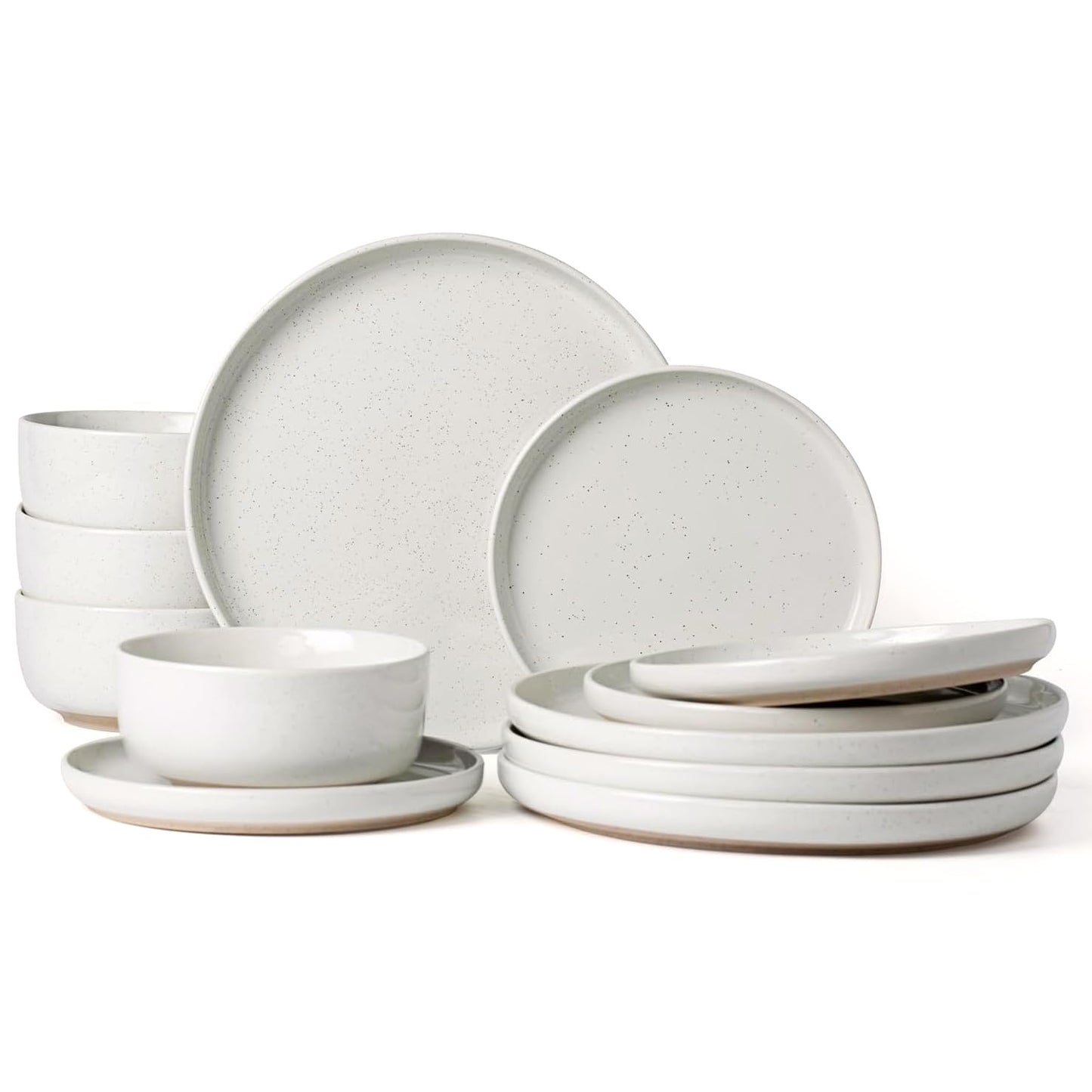 Starlight Crockery Set, 18-Piece Plate Set, Crockery Set for 6 People, Ribbed Textured Tableware, Microwave & Dishwasher Safe, Anti-Scratch, Reactive Glaze, Matt Black Grey