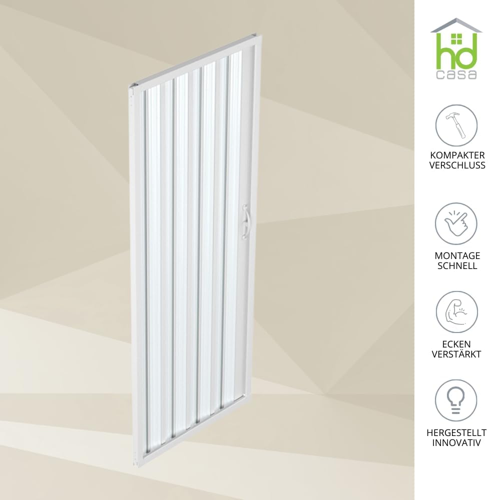 90cm Jade Extendable PVC Shower Enclosure - Unique Door with Semi-Transparent Panels - Side Opening with Bellows - White