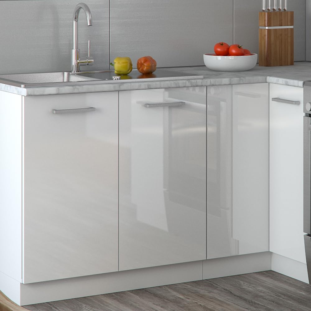 Vicco Rick Corner Kitchen, Anthracite High Gloss/White, 190 x 60 cm, AP Marble