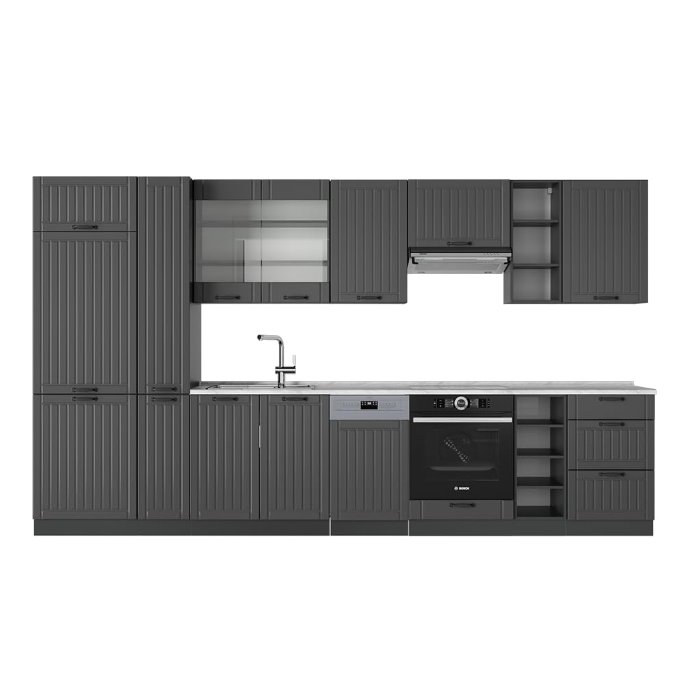 Vicco Kitchen Unit Fame-Line Goldkraft Oak / Anthracite 355 cm without Worktop