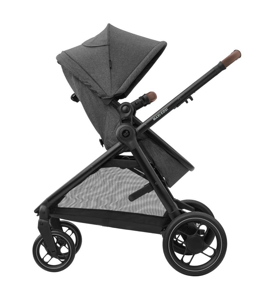 Maxi-Cosi Zelia S Trio Pushchair 3-in-1 Complete Set, 0-4 Years, up to 22 kg, Foldable, Compact, Adjustable Baby Pram, with CabrioFix S i-Size Baby Seat, Accessories, Changing Bag, Dark Grey