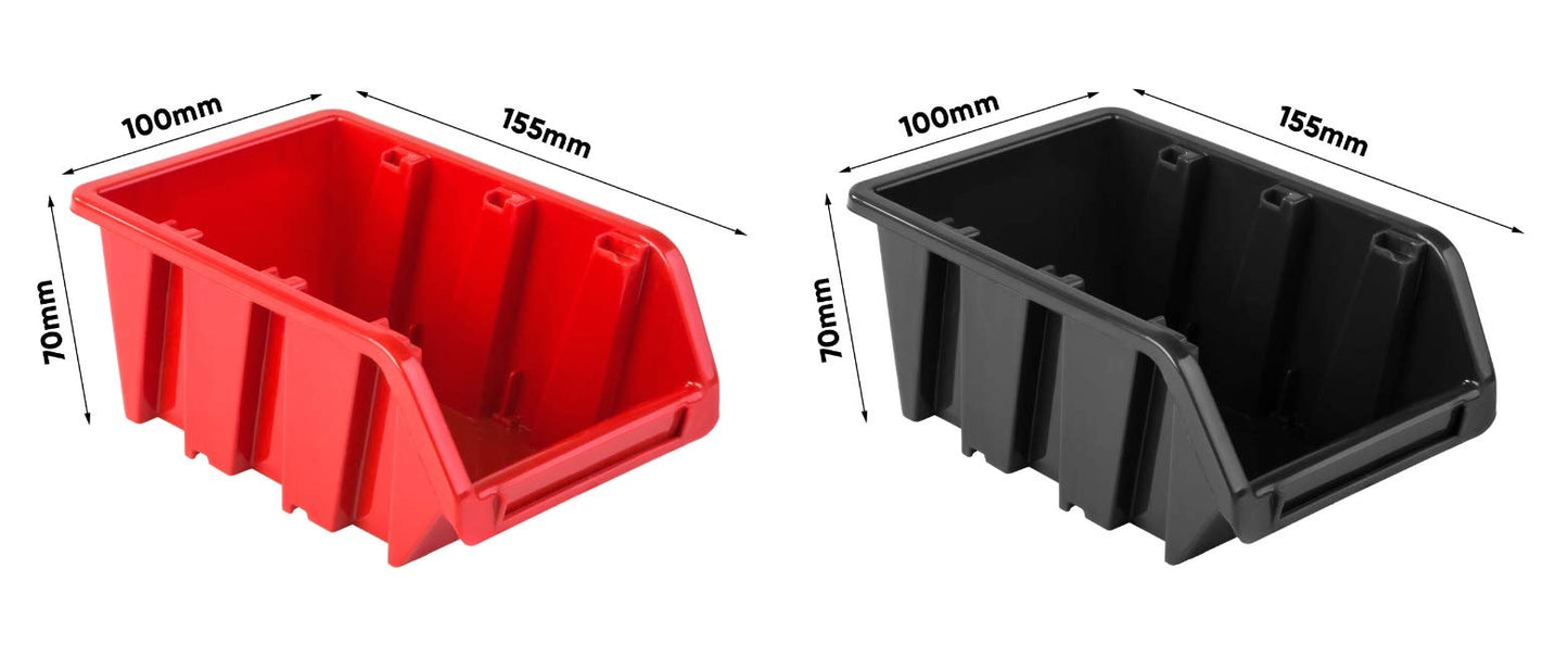 PAFEN Tool Wall Storage System 2308 x 780 mm - Set Tool Holders and 84 Pieces Black Stacking Boxes - Wall Shelf Workshop Shelf Perforated Wall Pour Rack Display Storage Boxes