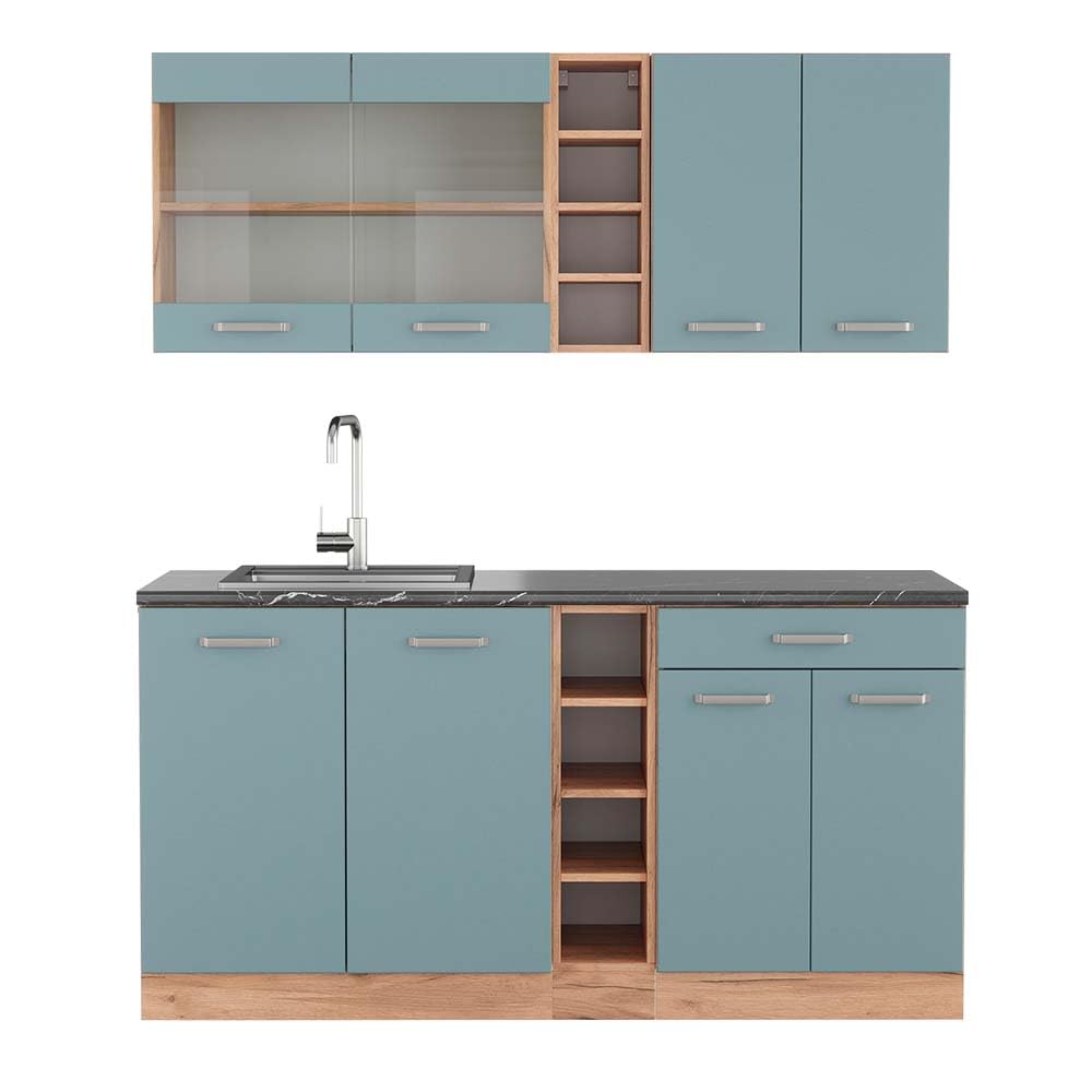 Vicco Single Kitchen R-Line Anthracite High Gloss / Goldkraft Oak 160 cm without Worktop